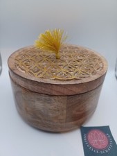 Schatulle Große Lebensblume Schatulle 15 cm Durchmesser 9,5 cm Höhe Mangoholz