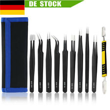 10x Pinzetten Set Edelstahl ESD10-17 Spitzpinzette modellbau Gebogen Anatomischw
