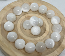 Weiße Selenit Perlen Rund Mit