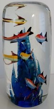 Paperweight Briefbeschwerer Fische Aquarium Murano ? 16 cm 1664 Gramm unbeschäd.