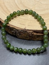 Armband Nephrit - jade, Intensiv grüne Kugeln 6 mm, Länge: ca 19 cm Flexibel