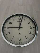 Funkuhr weiß silber technoline ca. 30 cm Durchmesser, gebraucht funktionsfähig