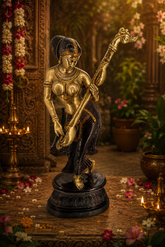 Große apsara messing statue - große,