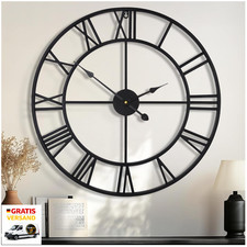 80cm Wanduhr Metall Schwarz