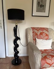 Antike Stehlampe, Stehleuchte. Ebenholz-Schlange geschnitzt, UNIKAT um 1900-1920