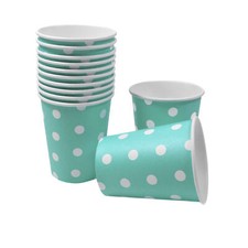 60 Pappbecher türkis weiße Punkte Einweggeschirr Geschirr Trinkbecher Pappteller