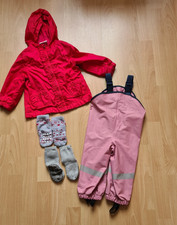 Mädchen Regensachen  Matschsachen Gr. 80 Jacke Hose und 2 warme Socken