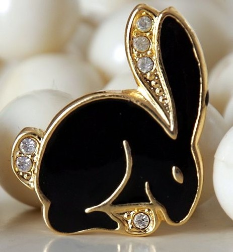 Brosche hase schwarz gold - brosche, 25