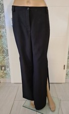 Anzughose Stoffhose gerades Bein langer kniehoher Schlitz Gr. 38 schwarz