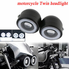 Motorrad Hi/Lo Twin Dual Scheinwerfer Doppel Weiß Licht Für Harley Cafe Racer XL