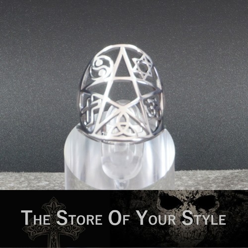 Ring pentagramm kreuz unisex - ring,