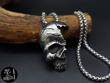 XL Anhänger Halskette Totenkopf Skull Edelstahl Schmuck MASSIV Gothic Tod NEU