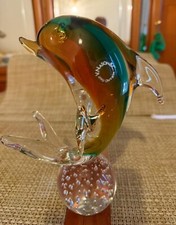 Glasfigur Delfin Kristallglas Murano Stil Kunst.