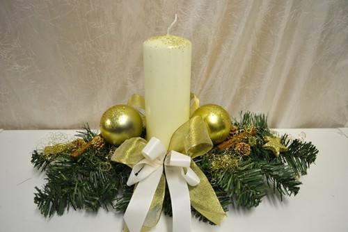 Adventskranz creme gold cm - adventskranz,