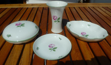 4 x Augarten Wien, Deckeldose/Bonboniere, Vase, Schälchen Tellerchen Wiener Rose