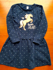 Süßes Sweatkleid von Topolino  - dunkelblau mit Pferdemotiv - Gr. 122 - Kleid