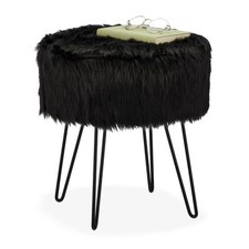 Fellhocker Plüschhocker Schminktischhocker Deko-Hocker rund leicht Schminkhocker