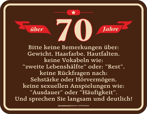 Geburtstag sprüche schild - 70.geburtstag, sprüche-schild
