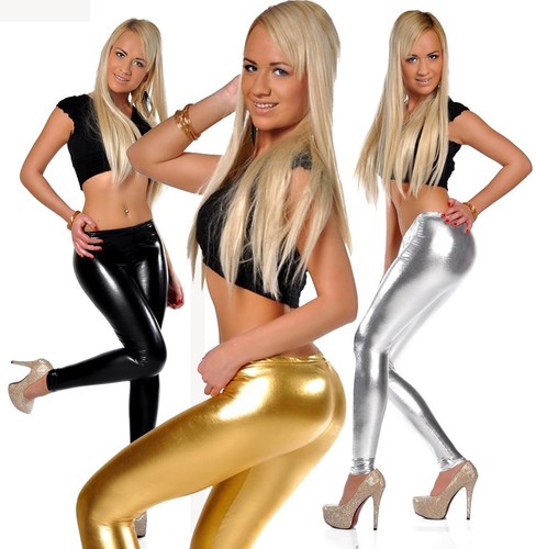 Damen leggings wet look - leggings,