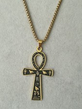 Anch Ankh Kreuz Anhänger Mit Halskette Edelstahl Gold Ägypten Pharao Gothic Goth