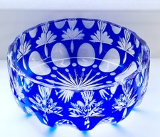 Bleikristall Schale in Kobalt