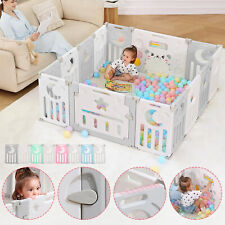 14 Paneele Faltbarer Laufstall Baby Laufgitter mit Spielzeugboard Baby Playpen