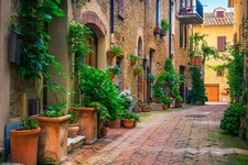 VLIES Fototapete-GASSE-(3917V)-Altstadt Italien Toskana Steinwand Allee Weg XXL