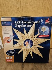 LED Holzstern mit Engels Motiv  Festerstern  Weihnachten beleuchtet mit FB 30 cm