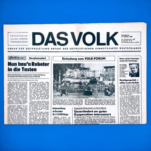 Ddr das volk oktober - oktober, 1989
