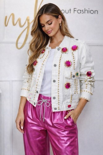 Damen weiße jeansjacke - jeansjacke, mit