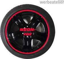 Felgenrandaufkleber Neon-rot 16 Zoll Felgenringe  verschied. Breiten 4-14mm 
