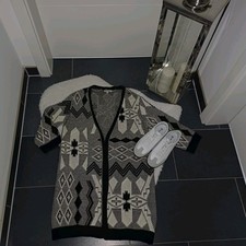 Neu strickjacke M L 40 42 44 SOCCX Strickmantel schwarz weiß Made in Italy Top