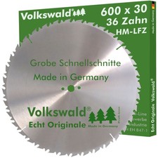 Volkswald® HM-Sägeblatt LFZ 600 x 30 mm Z= 36 Brennholz Tischkreissäge 