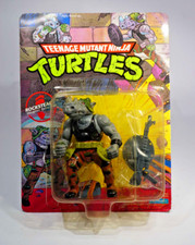 vintage 1990 Playmates TMNT Ninja Turtles Rocksteady auf offener Blisterkarte