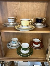 H&C Heinrich Selb Porzellan Kaffeetassen und Teller 6er Set mit Goldrand