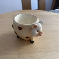 Wackelkopffeder, handbemalter Design Schweinchen Eierbecher