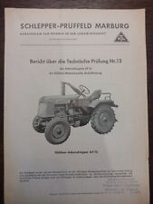 Schlepper Prüffeld Marburg Nr.: 13 Güldner AF 15 technische Prüfung von 1950