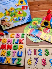 Holz ABC Puzzle + Zahlen Steckspiel aus Holz + Mein erstes Mitmach-Spiel