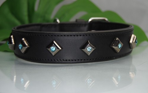 Lederhalsband kristall 4cm - kristall, x