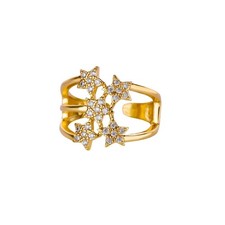 Damen Zirkon Stern Ring 18K