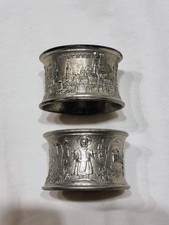 2xServiertenring antik  Ansichten von München im Hochrelief Zinnguss