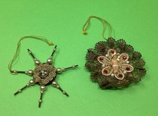 2 Christbaum-Anhänger Handarbeit Weihnachtsbaum Christbaumschmuck, alt vintage