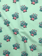 Jersey Stoff Eulen mint