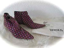 VERSUS Versace?Vintage Stiefelette Ankle Boots Harlekin braun pink Glitzer 37