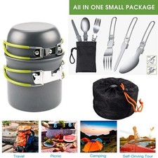 Camping Kochgeschirr Outdoor Topf Deckel Geschirr Set Kochtopf Klappgriff DE