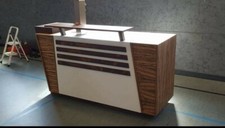 hausbar theke tresen Holz weis und Zebrano mit Rostoptik