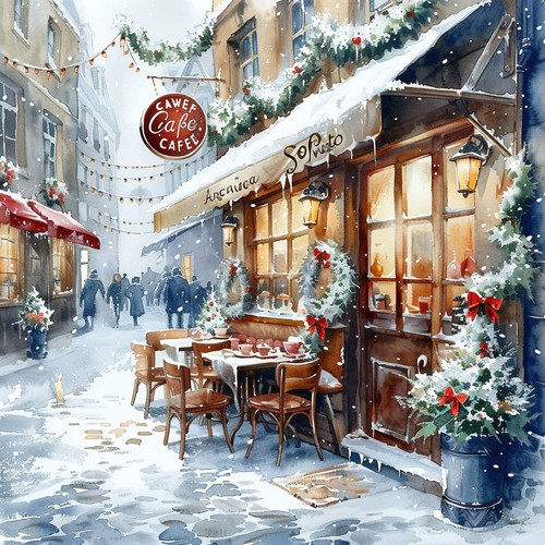 Wandbild cafe bistro - cafe, winter