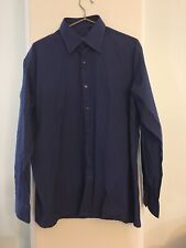 Herren Hemd Blau Lila Gestreift Grösse 40 M Regular Infinity