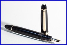 MONTBLANC Meisterstück 142 KOLBENFÜLLER Schwarz & Gold mit BB 14K bicolor Feder