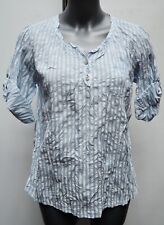 STYLISHE BLUSE STREIFEN  S- L  STREIFENBLUSE HELLBLAU BLAU WEISS